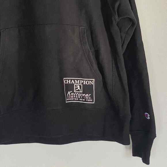 Champion Hoodie Men's Large Black Reverse Weave Knickerbocker Hoodie 72/100 - Picture 3 of 12